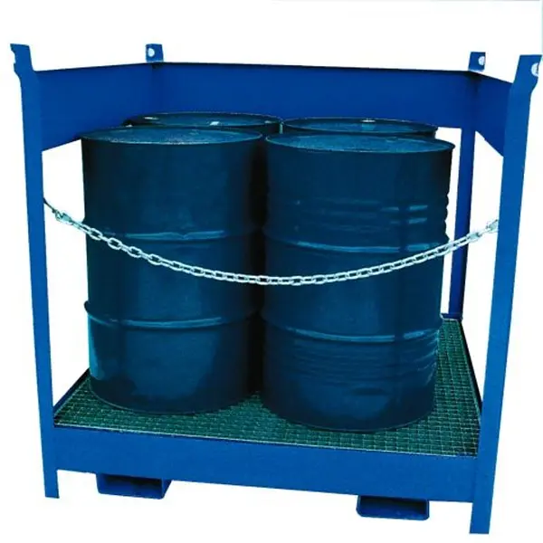 Manupack 220L painted steel spill containment tray for 4 drums