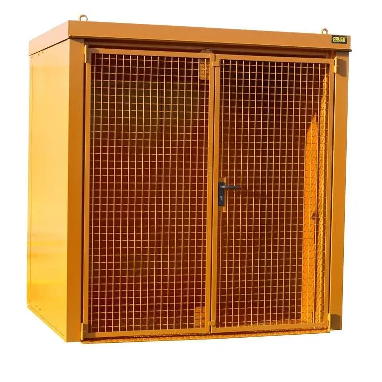 Gas cylinder storage container painted yellow orange