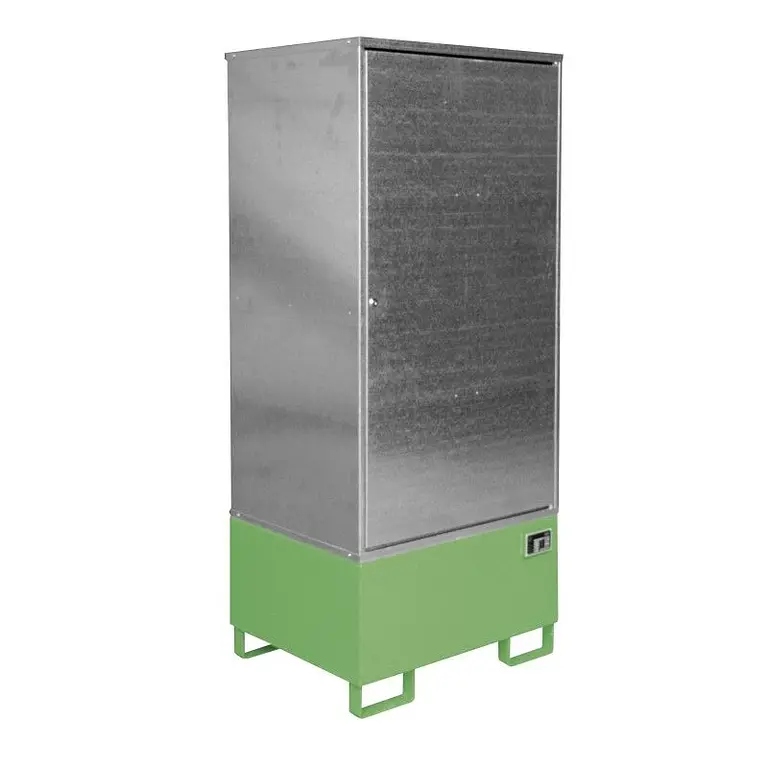 Hazardous materials storage cabinet painted green