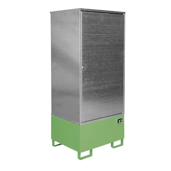 Hazardous materials storage cabinet painted green
