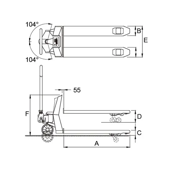 Galvanized weighing pallet truck 2200kg