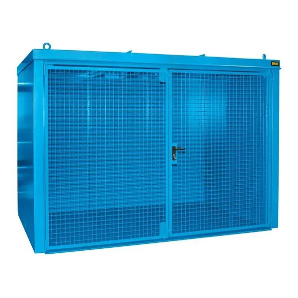 Gas cylinder storage container painted light blue