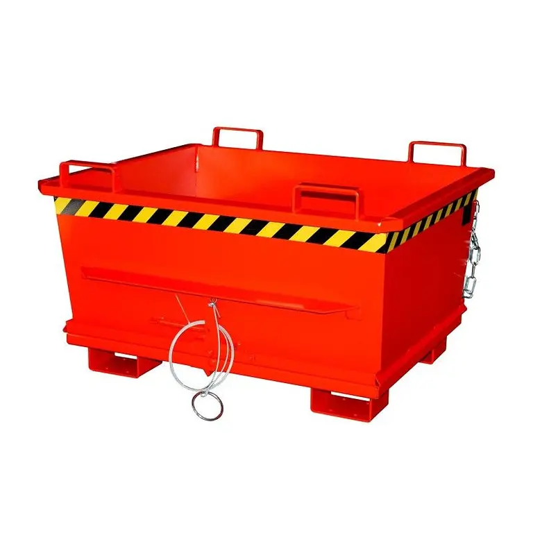Contenedor con base abatible, pintado, rojo fuego