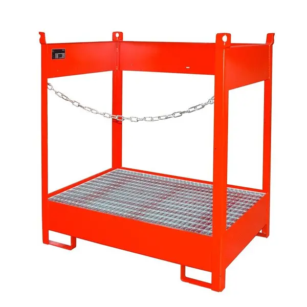 Pill stacking pallet, painted, red fire