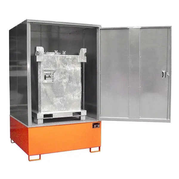Hazardous materials cabinet for IBC storage
