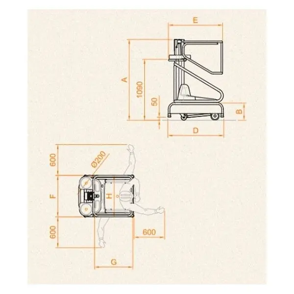 Plataforma Elevadora Manual 150kg a 1,93m Elevación