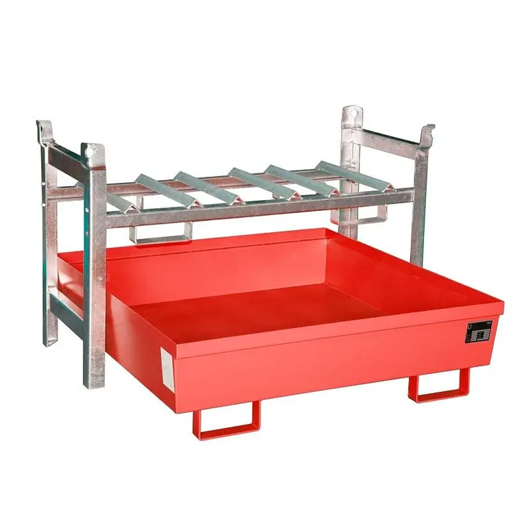 Drum shelves, painted, red fire