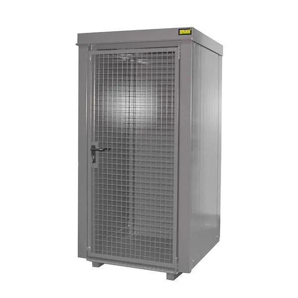 Contenedor de almacenamiento para bombonas de gas pintado gris