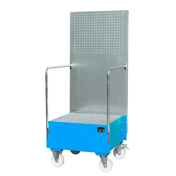 Bandeja colectora móvil con panel perforado, pintada, Azul claro