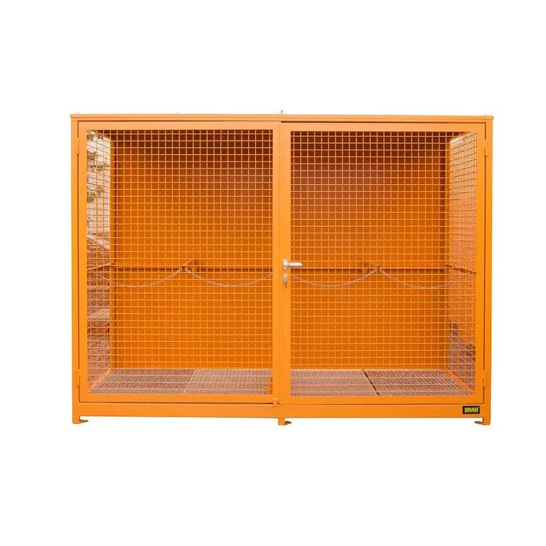 Gas cylinder storage container with mesh floor