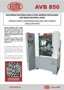 Máquina de afilado de doble rueda Elite AVB 850 para sierras circulares de carburo