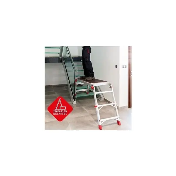 Plataforma de trabajo plegable y regulable en altura