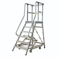 Escalera móvil de aluminio con plataforma y 6 peldaños
