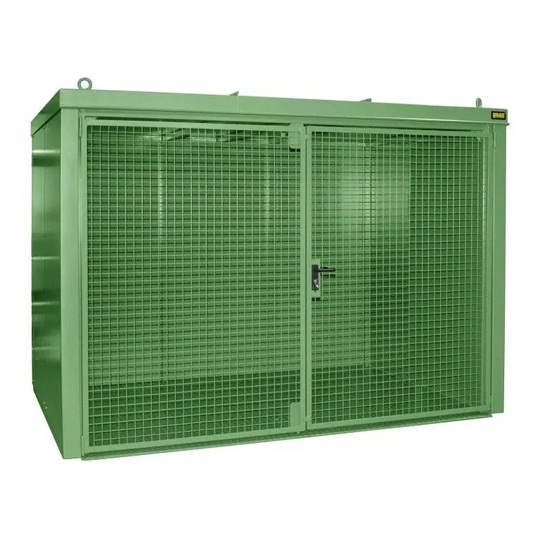 Gas cylinder storage container painted green