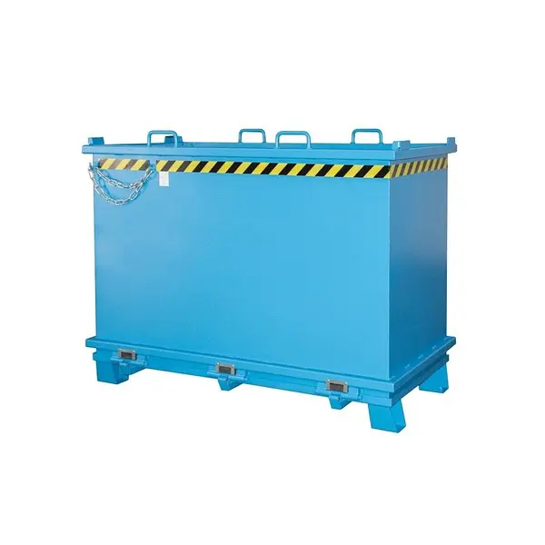 Container with drop away base painted orange yellow