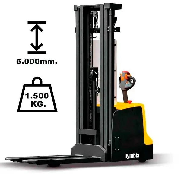 Electric stacker 1500 kg with 5000 mm lift height