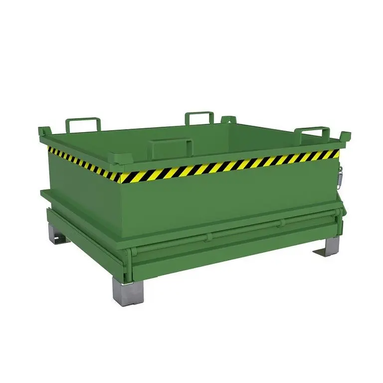 Minicontenedor con base abatible, pintado, verde Reseda
