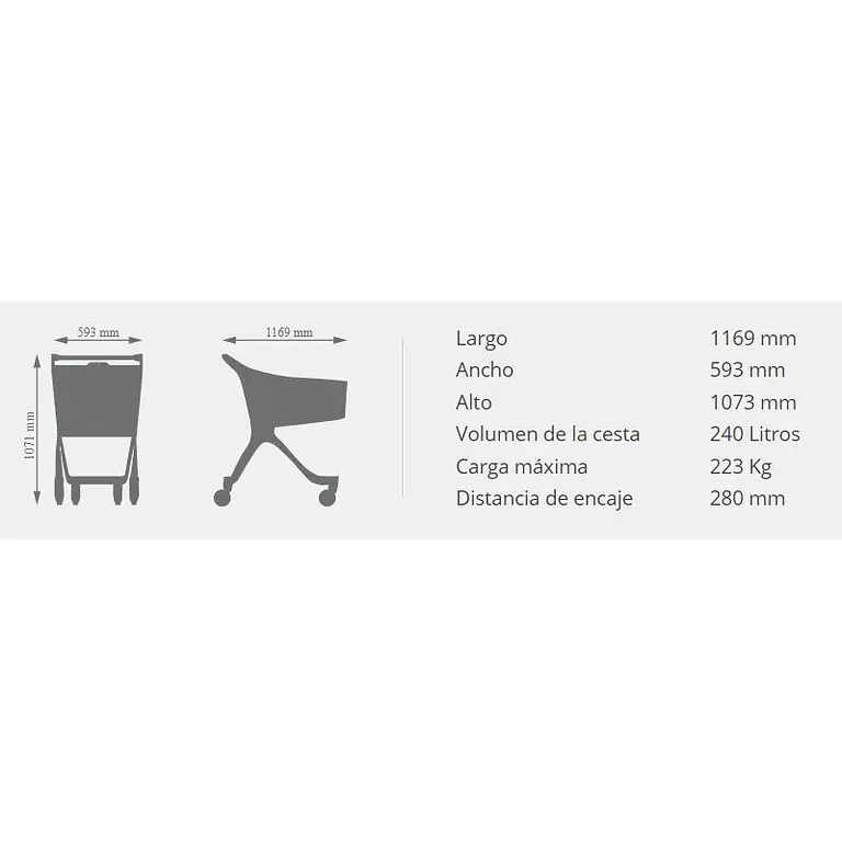 Plastic 240L supermarket and warehouse trolley