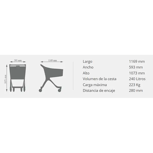 Plastic 180L supermarket and warehouse trolley