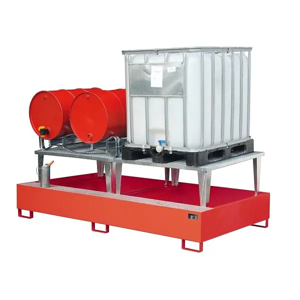 Tanque de almacenamiento IBC de 1000 litros pintado rojo fuego