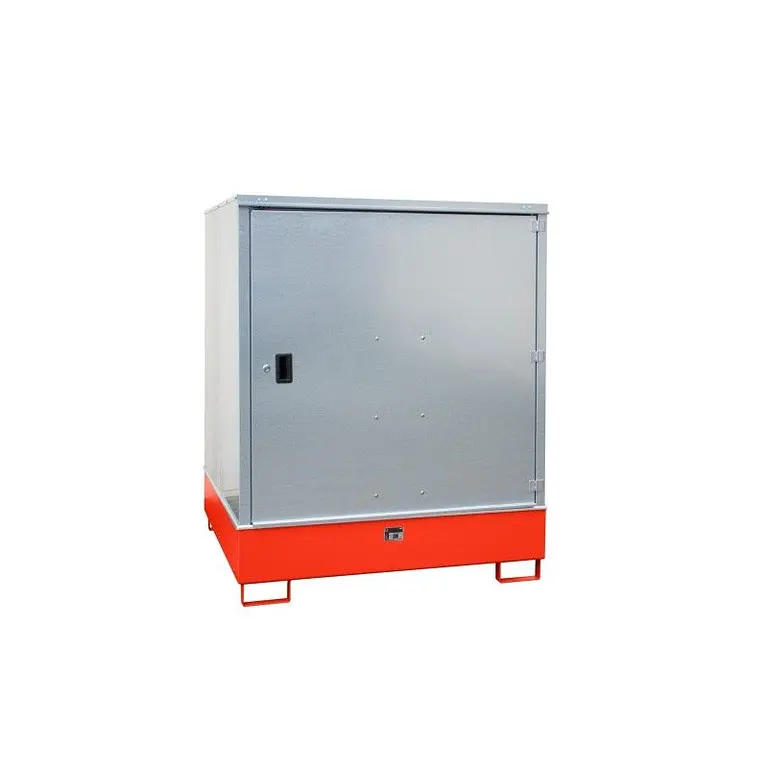 Hazardous materials storage cabinet painted fire red