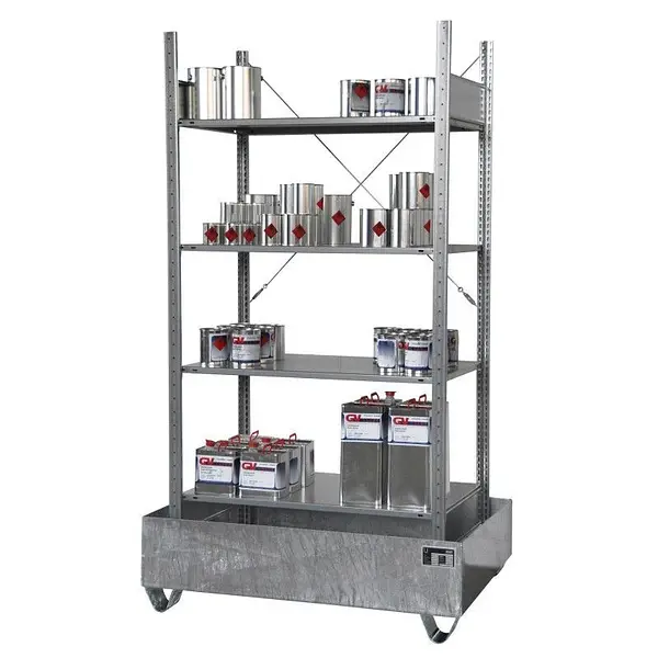 Estantería para latas pequeñas con sumideros, galvanizada
