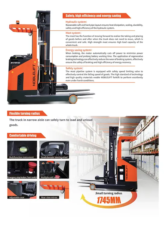 1500kg sit-on reach truck - NobleLift RT15Q