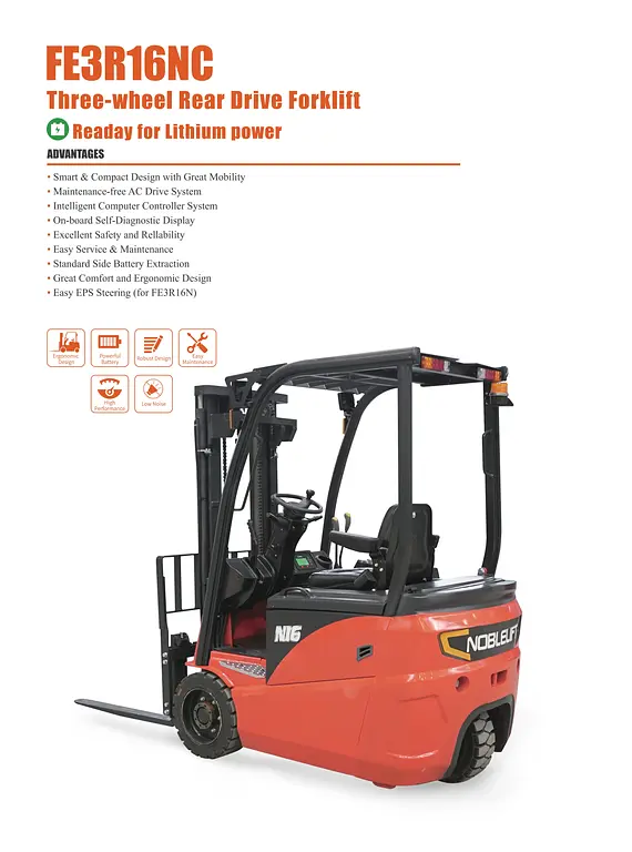 NobleLift FE3R16NC 1600 kg N series 3 wheel lithium forklift