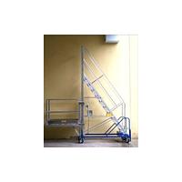 Adjustable industrial ladder with platform