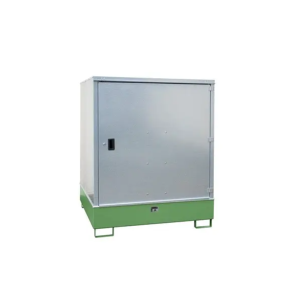 Hazardous materials storage cabinet painted green
