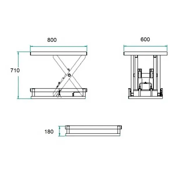 Mesa Elevadora Eléctrica 1000kg a 720mm de 800x600mm