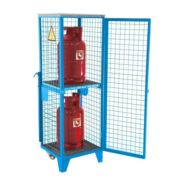 Kit de almacenamiento de bombonas de gas pintado azul claro