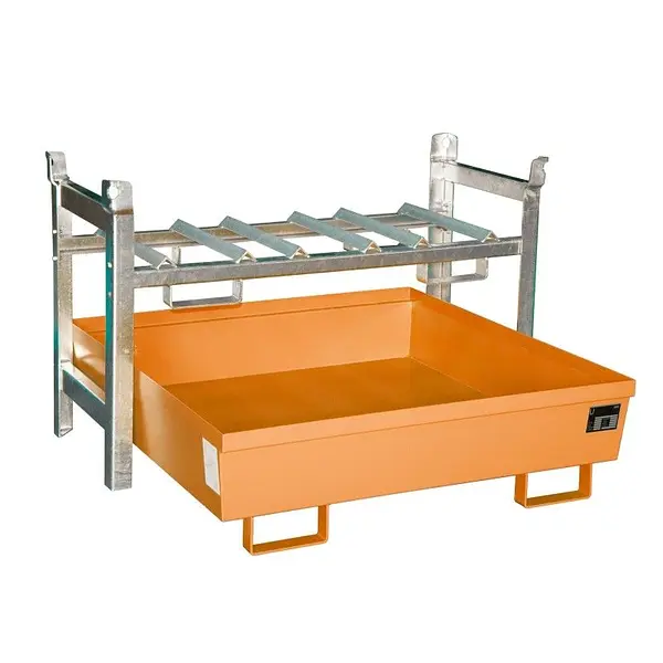 Drum shelves, painted, orange yellow