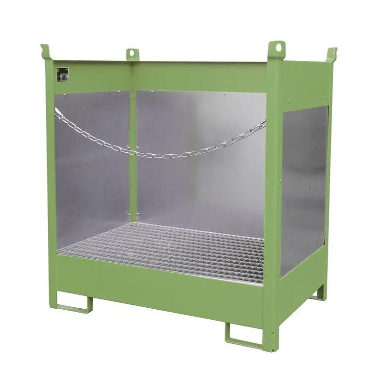 Piston stacking pallet, painted, green