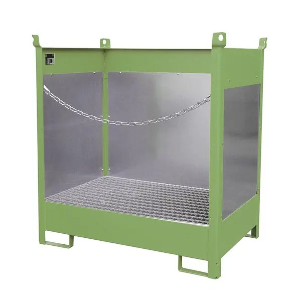 Piston stacking pallet, painted, green