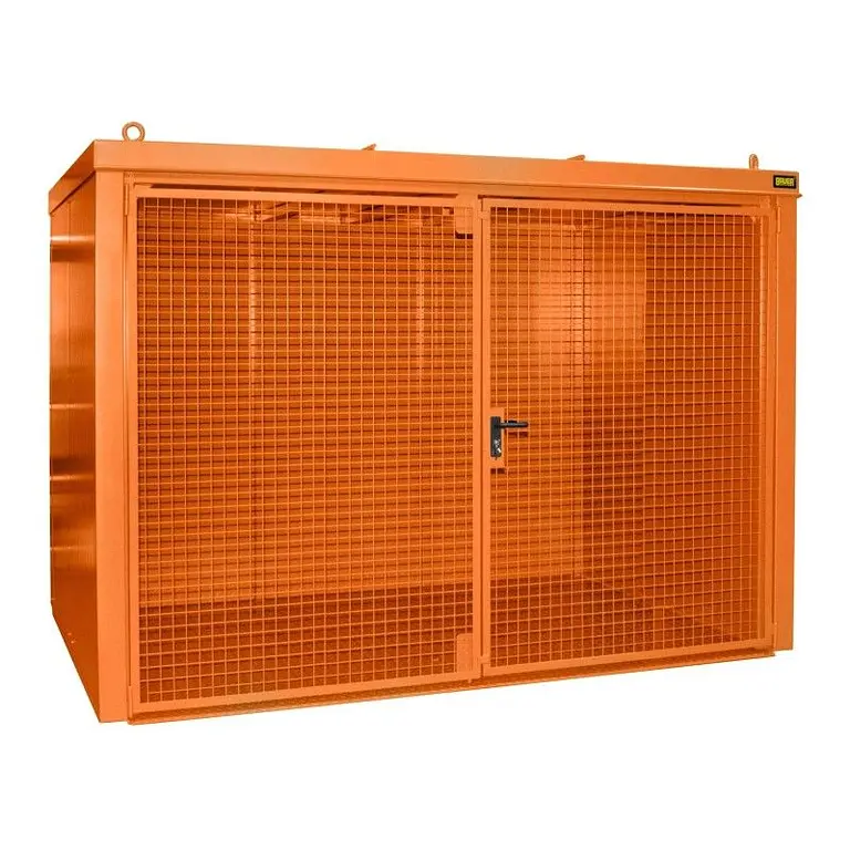 Gas cylinder storage container painted yellow orange