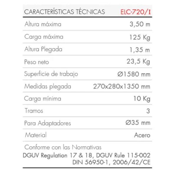 ELC-720 industrial top load elevator 125 kg