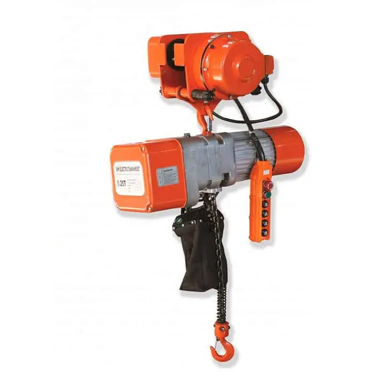 Electric hoist with trolley, 250kg capacity, 12m chain