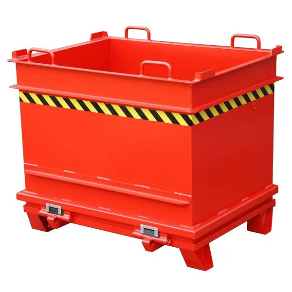 Contenedor de materiales de construcción, pintado, rojo fuego