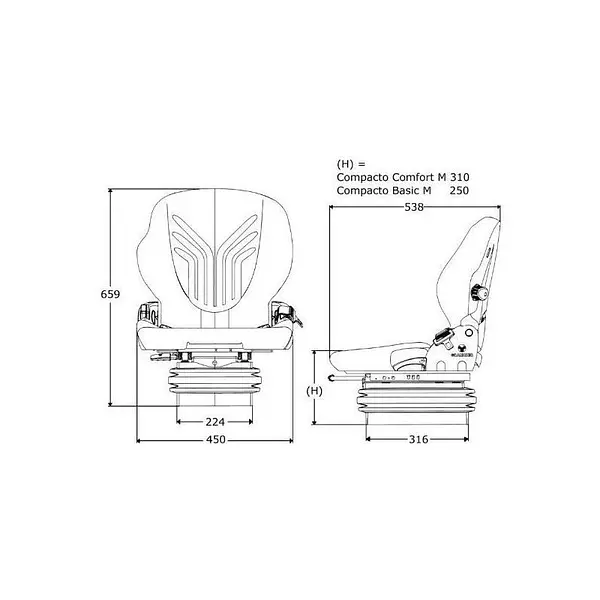 Asiento Grammer Compacto Basic M  para maquinaria agrícola