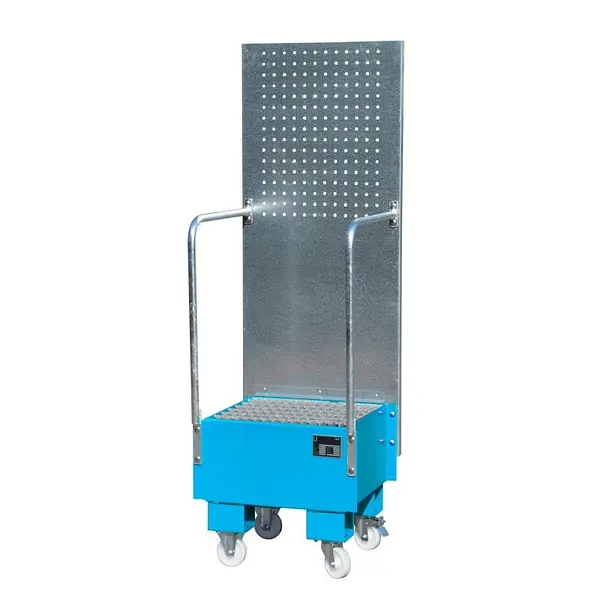 Bandeja colectora móvil con panel perforado, pintada, Azul claro