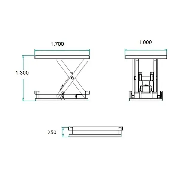 Mesa Elevadora Eléctrica 2000kg a 1300mm de 1700x1000mm