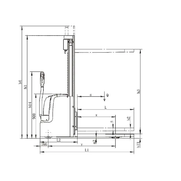 Electric stacker 2000kg at 5000mm Lithium 24V / 300AH