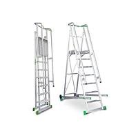 Escalera ligera de aluminio con plataforma y barandilla