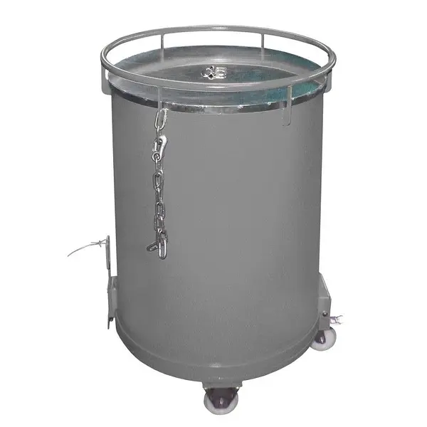 Contenedor cilíndrico, pintado, gris ratón