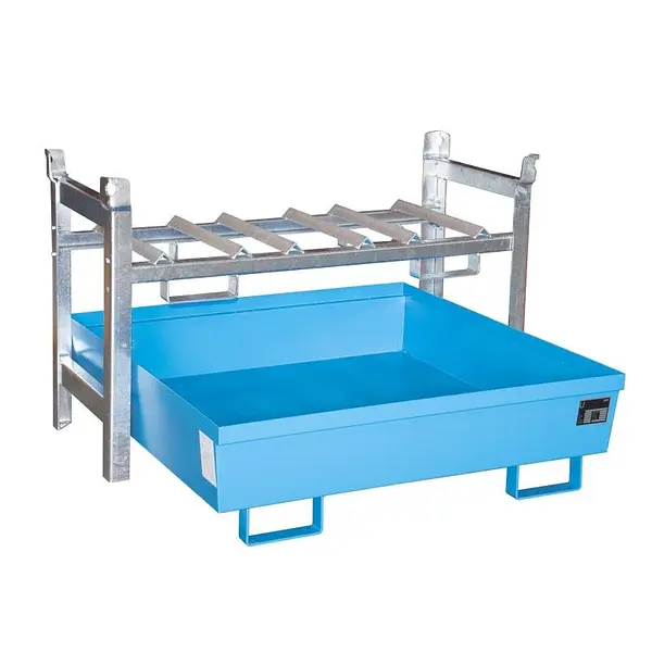 Battery shelves painted light blue