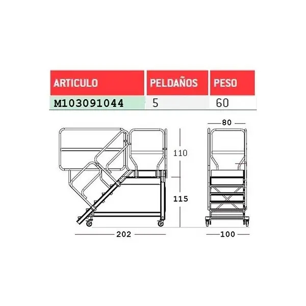 Escalera de Aluminio 150kg a 1150mm