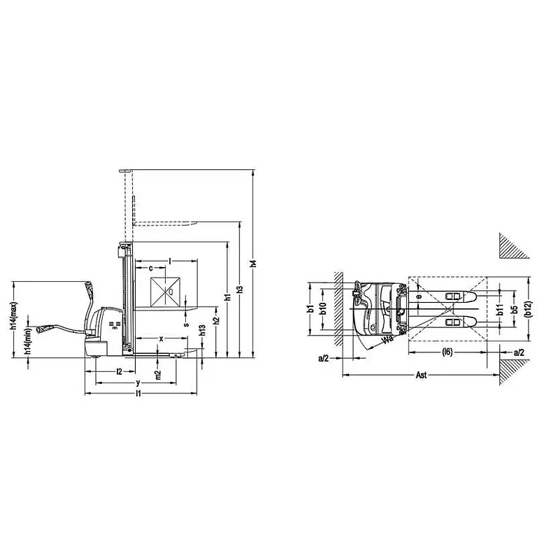 Apilador eléctrico AE15.56 de 1500kg con características avanzadas