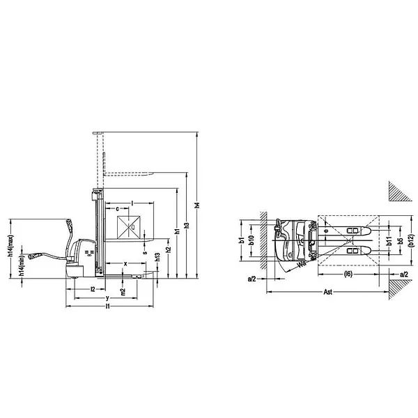 AE15.56 electric stacker 1500kg with advanced features