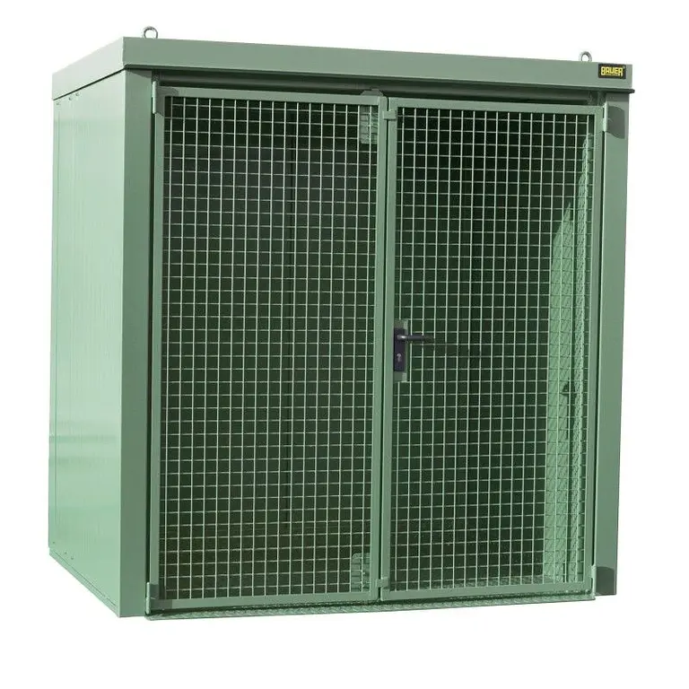Gas cylinder storage container painted green
